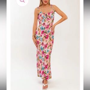 Le Lis Oink Floral Tie Shoulder Maxi Dress